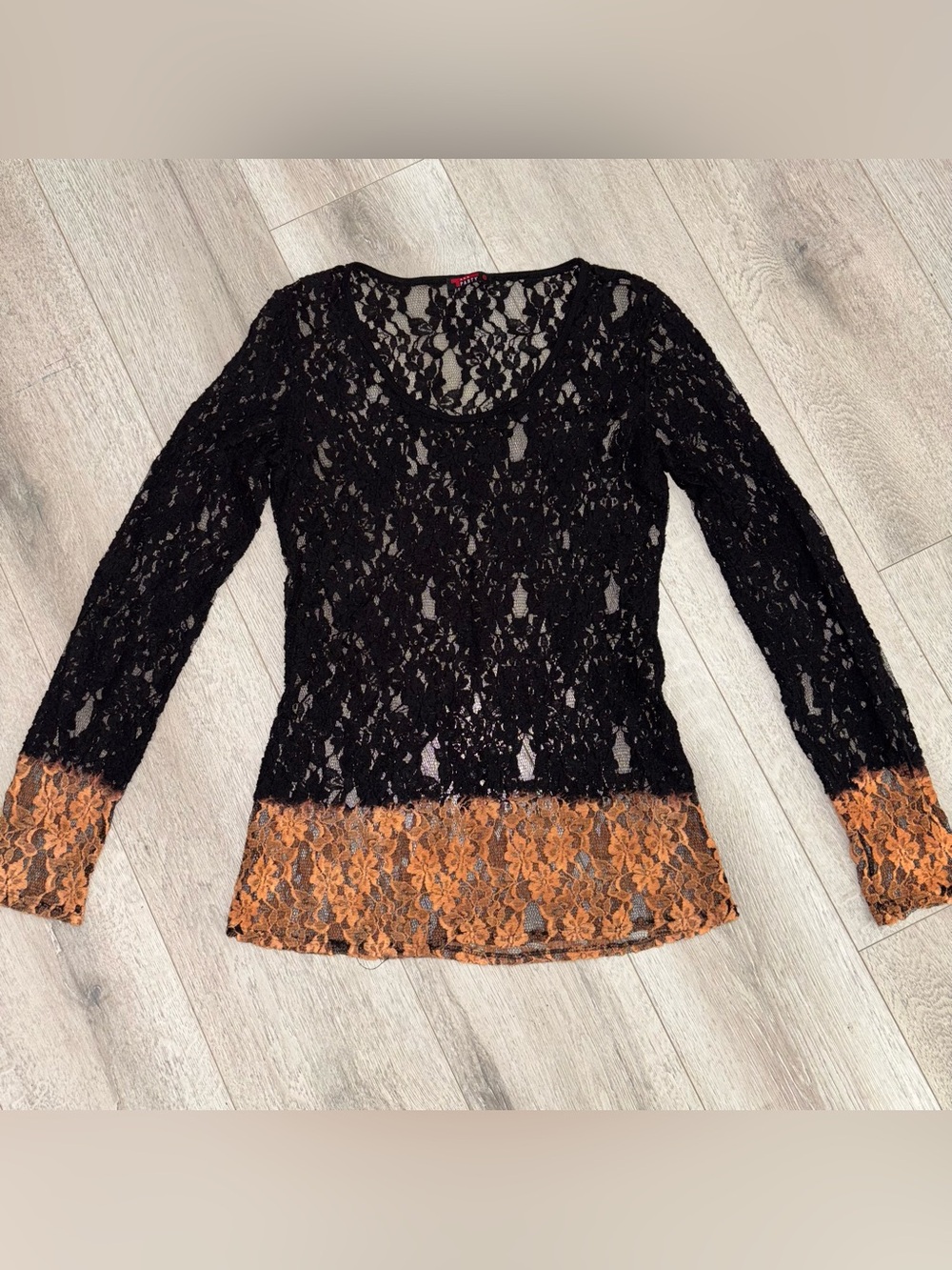 Whimsigoth Black Lace Top Women’s Size Small Y2K Fairycore Witchy Romantic